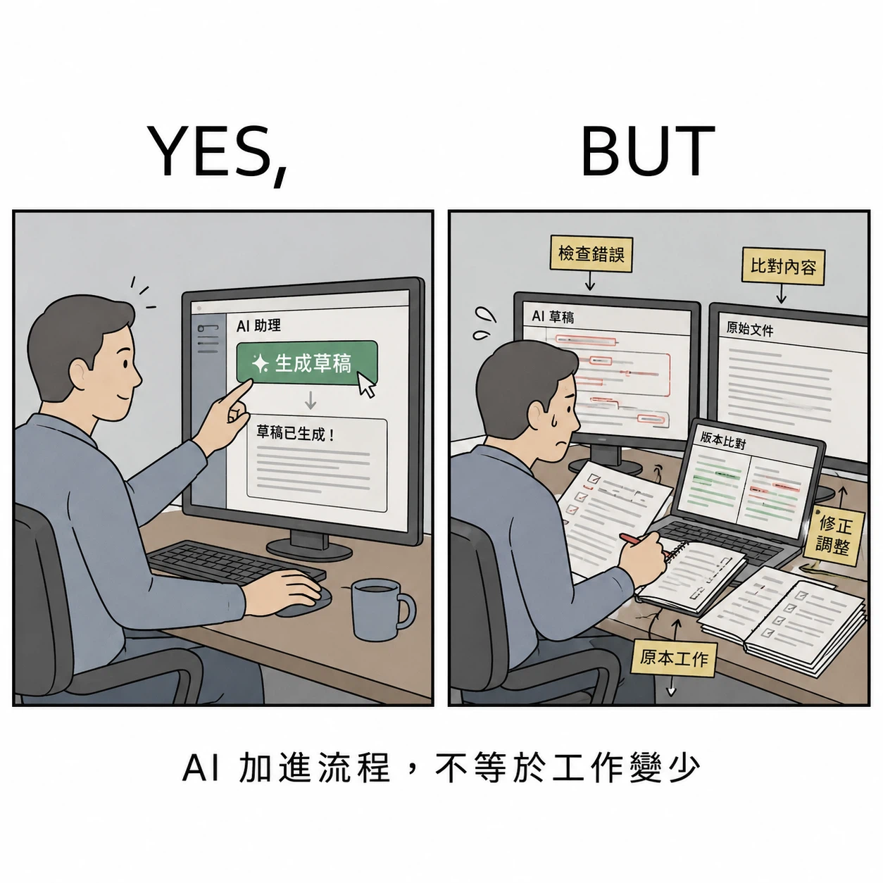 YES, BUT｜AI 加進流程，不等於工作一定變少