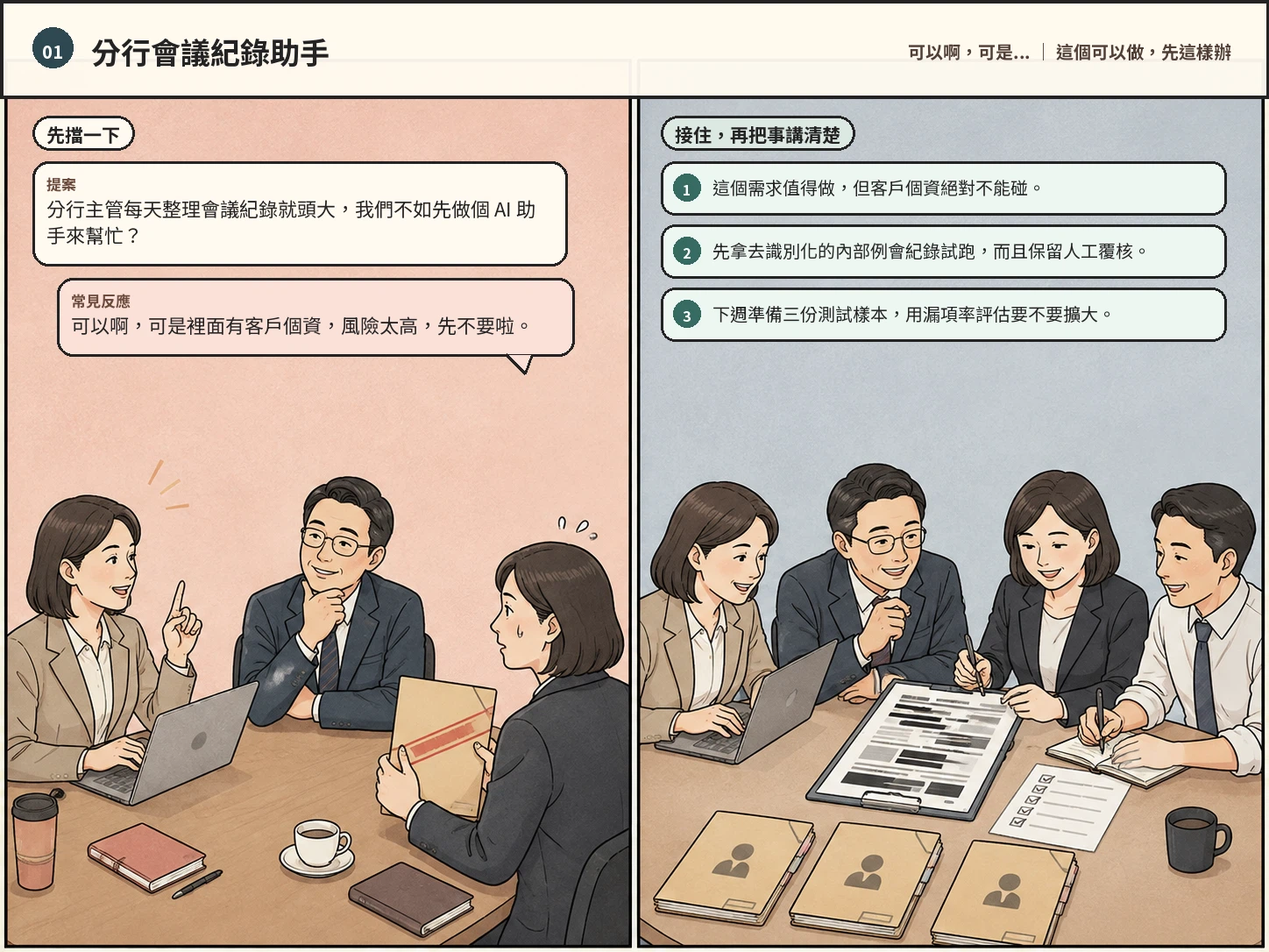 分行會議紀錄助手雙格漫畫
